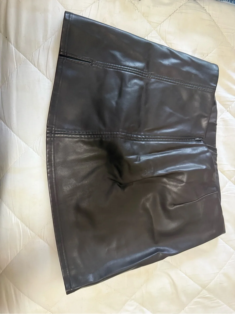 Faux Leather Brown Mini Skirt NWT